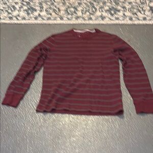 Banana Republic Burgundy Striped Long Sleeve Tee